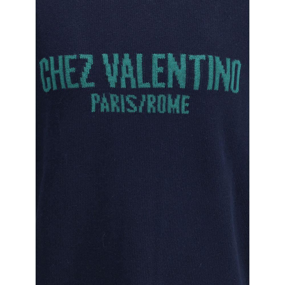Valentino Blaues Fleece-Woll-Sweatshirt