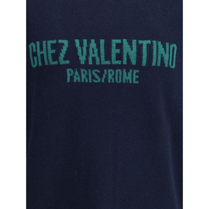 Valentino Blaues Fleece-Woll-Sweatshirt