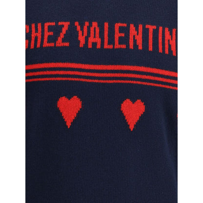 Valentino Blaues Fleece-Woll-Sweatshirt