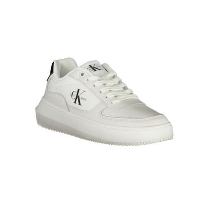 Calvin Klein – Elegante weiße Schnür-Sneaker mit Kontrastdetails
