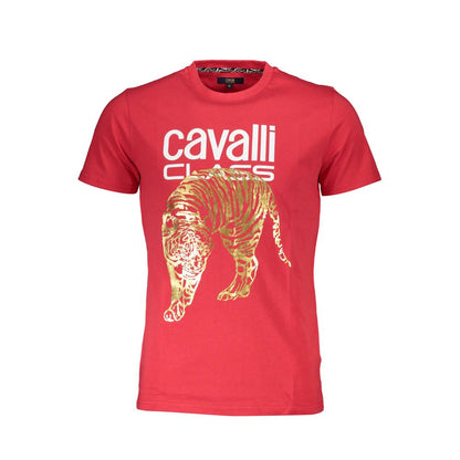 Cavalli Class Rotes Herren-T-Shirt aus Baumwolle