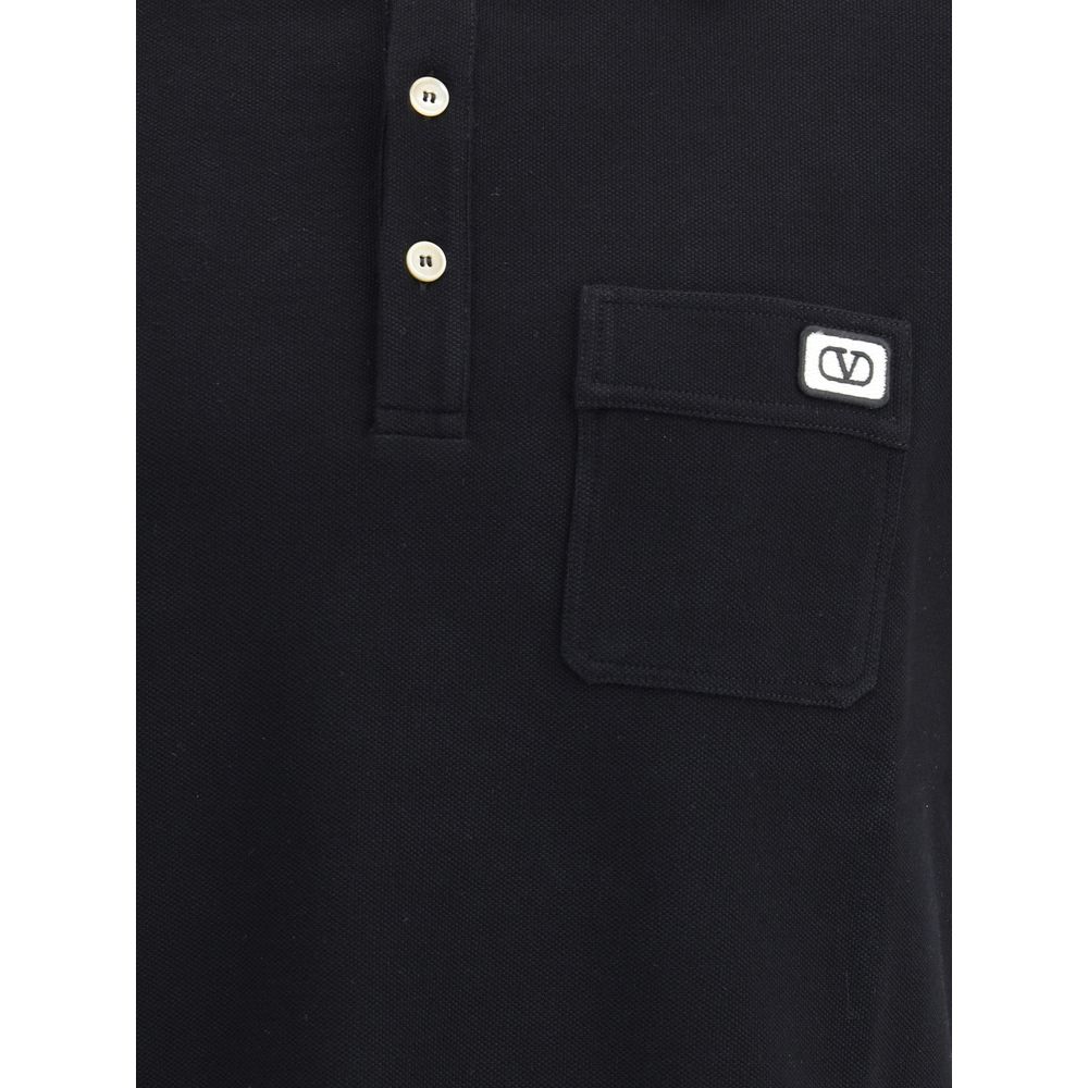 Valentino Schwarzes Baumwoll-Poloshirt