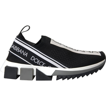 Dolce &amp; Gabbana Schwarz Weiß Slip On Sorrento Sneakers Schuhe