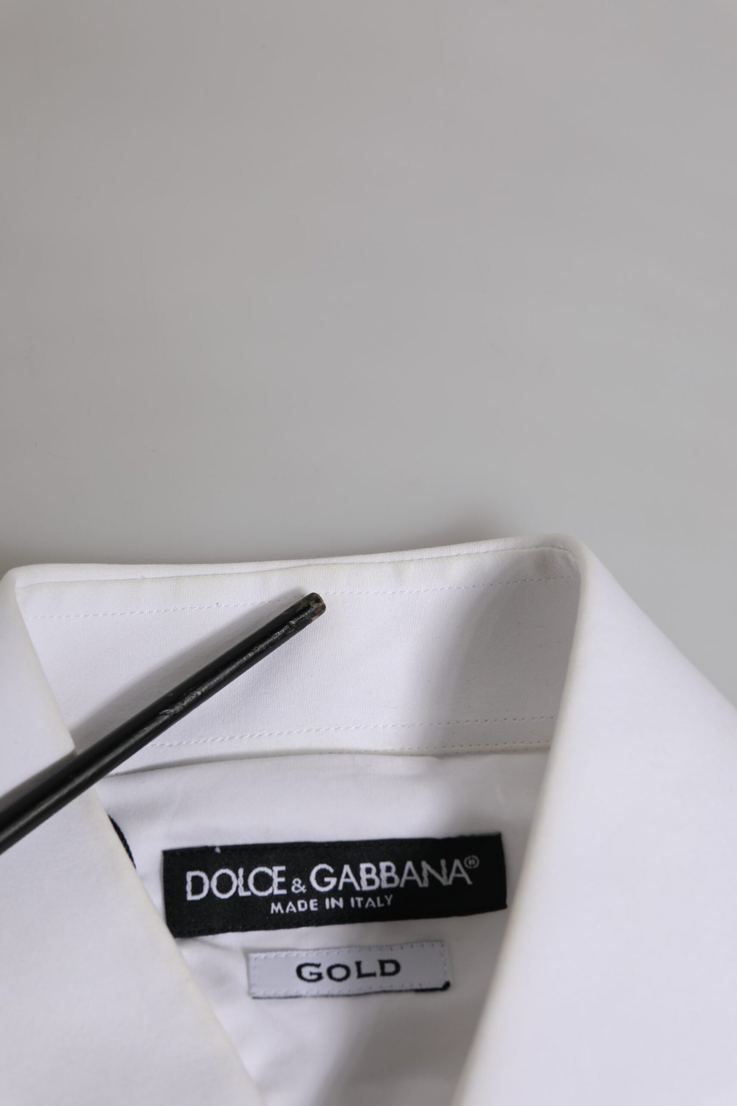 Dolce &amp; Gabbana – Weißes, langärmliges, formelles Hemd aus Baumwolle in GOLD