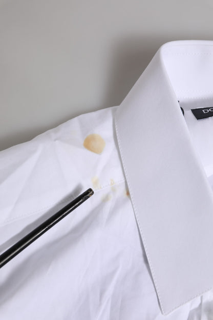 Dolce &amp; Gabbana – Weißes, langärmliges MARTINI-Hemd aus Baumwolle