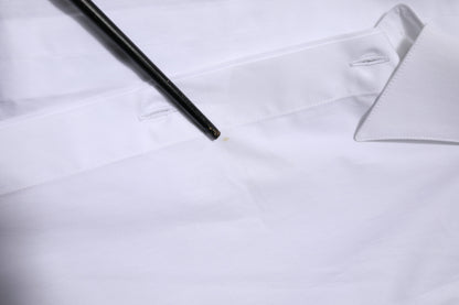 Dolce &amp; Gabbana – Weißes, langärmliges, formelles Hemd aus Baumwolle in GOLD