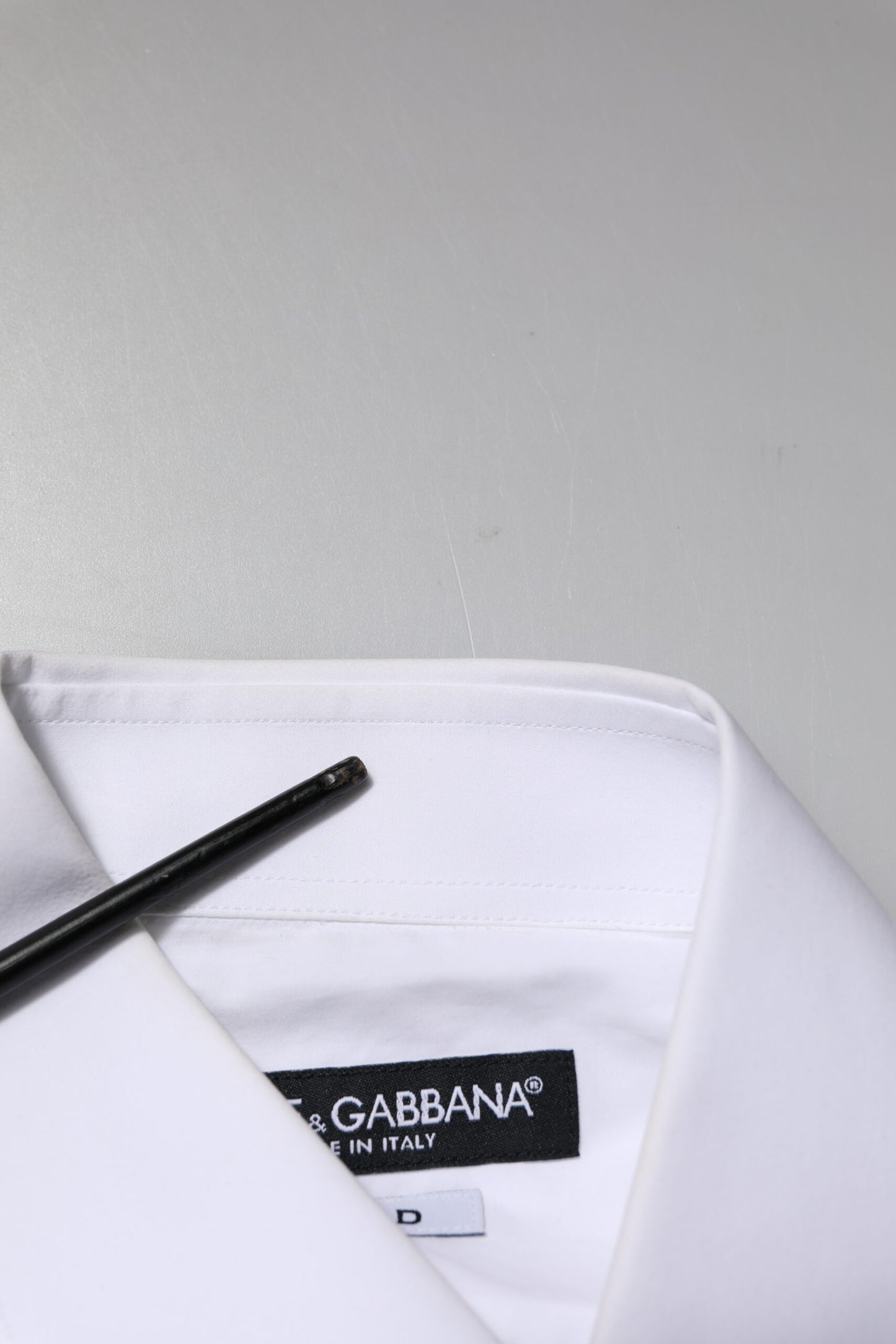 Dolce &amp; Gabbana – Weißes, langärmliges, formelles Hemd aus Baumwolle in GOLD