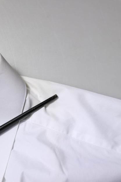 Dolce &amp; Gabbana – Weißes, langärmliges, formelles Hemd aus Baumwolle in GOLD