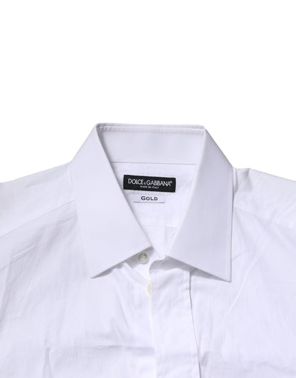 Dolce & Gabbana White Cotton GOLD Long Sleeves Formal Shirt