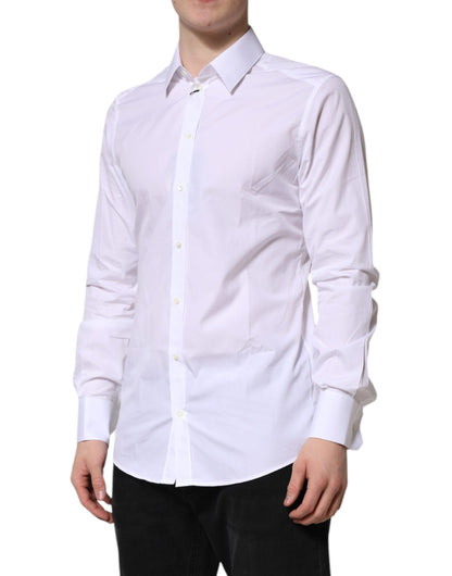 Dolce &amp; Gabbana Weiß GOLD Langarm-Kleid Formelles Hemd