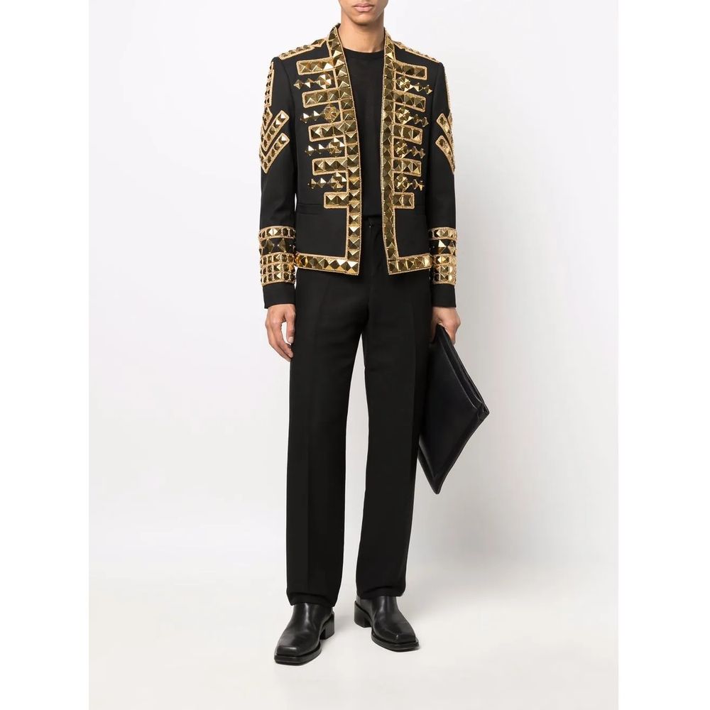 Balmain Schwarzer Acetat-Herrenblazer