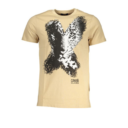 Cavalli Class – Beiges Baumwoll-T-Shirt