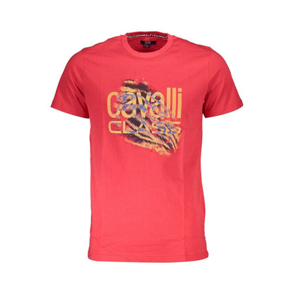 Cavalli Class Rotes Herren-T-Shirt aus Baumwolle