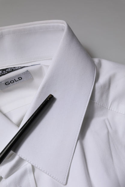 Dolce &amp; Gabbana Weiß GOLD Langarm-Kleid Formelles Hemd