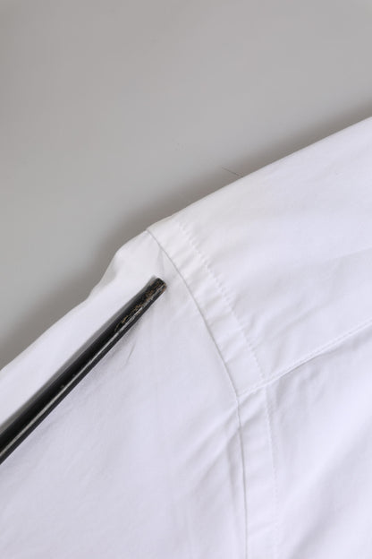 Dolce &amp; Gabbana – Weißes, langärmliges, goldenes Hemd aus Baumwolle