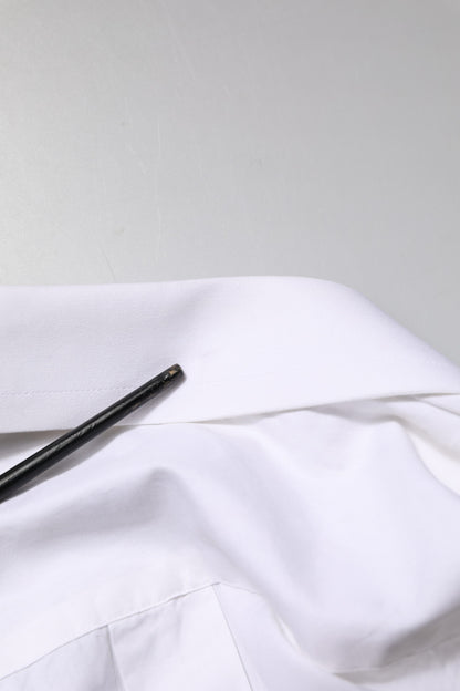 Dolce &amp; Gabbana – Weißes, goldfarbenes, langärmliges, formelles Baumwollhemd