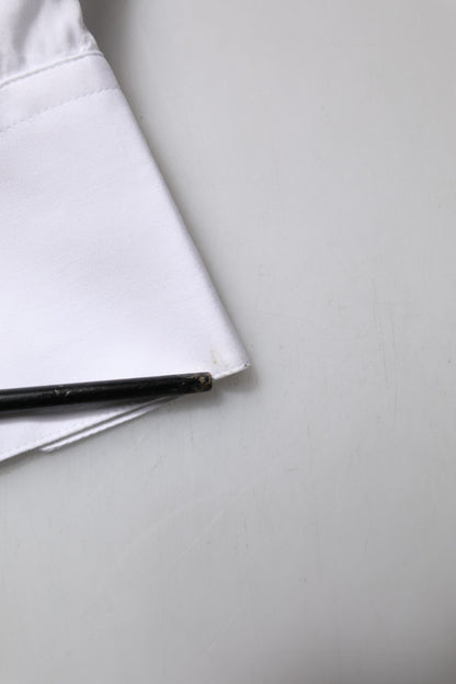 Dolce &amp; Gabbana Weiß GOLD Baumwolle Langarm Herren Formelles Hemd