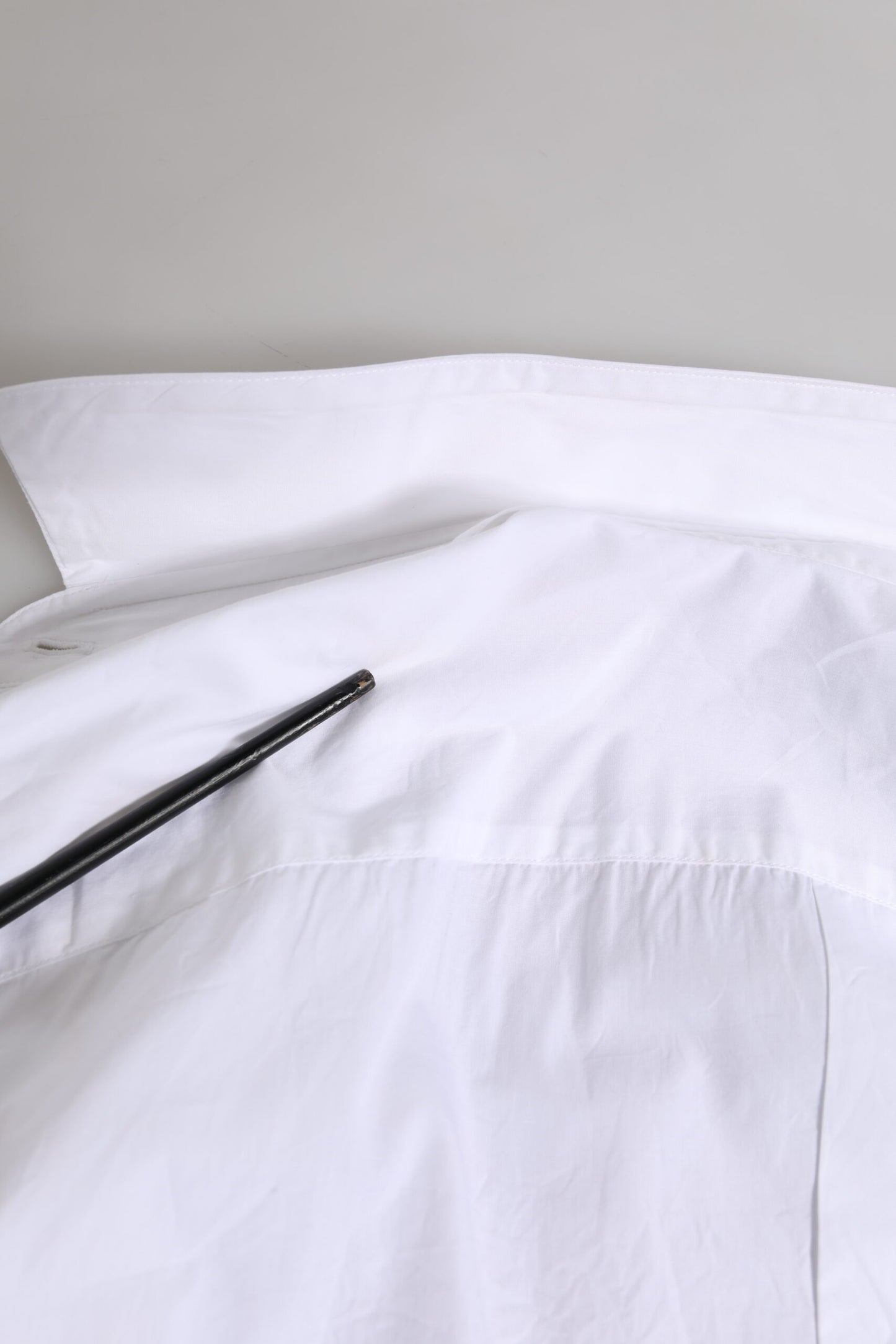 Dolce &amp; Gabbana – Weißes, GOLDfarbenes Hemd aus Baumwollpopeline