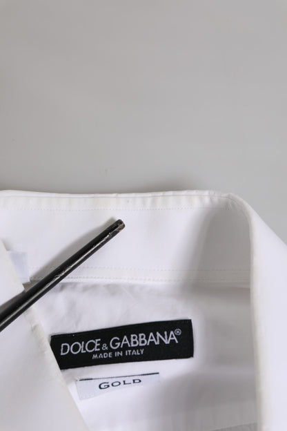 Dolce &amp; Gabbana Weißes GOLD Baumwollhemd für Herren