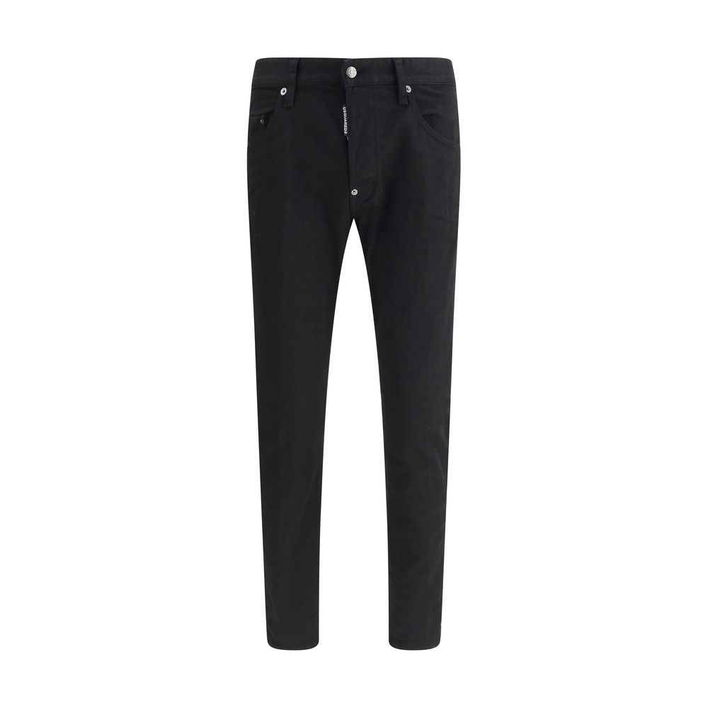 Dsquared² Schwarze Baumwolljeans mit geradem Bein