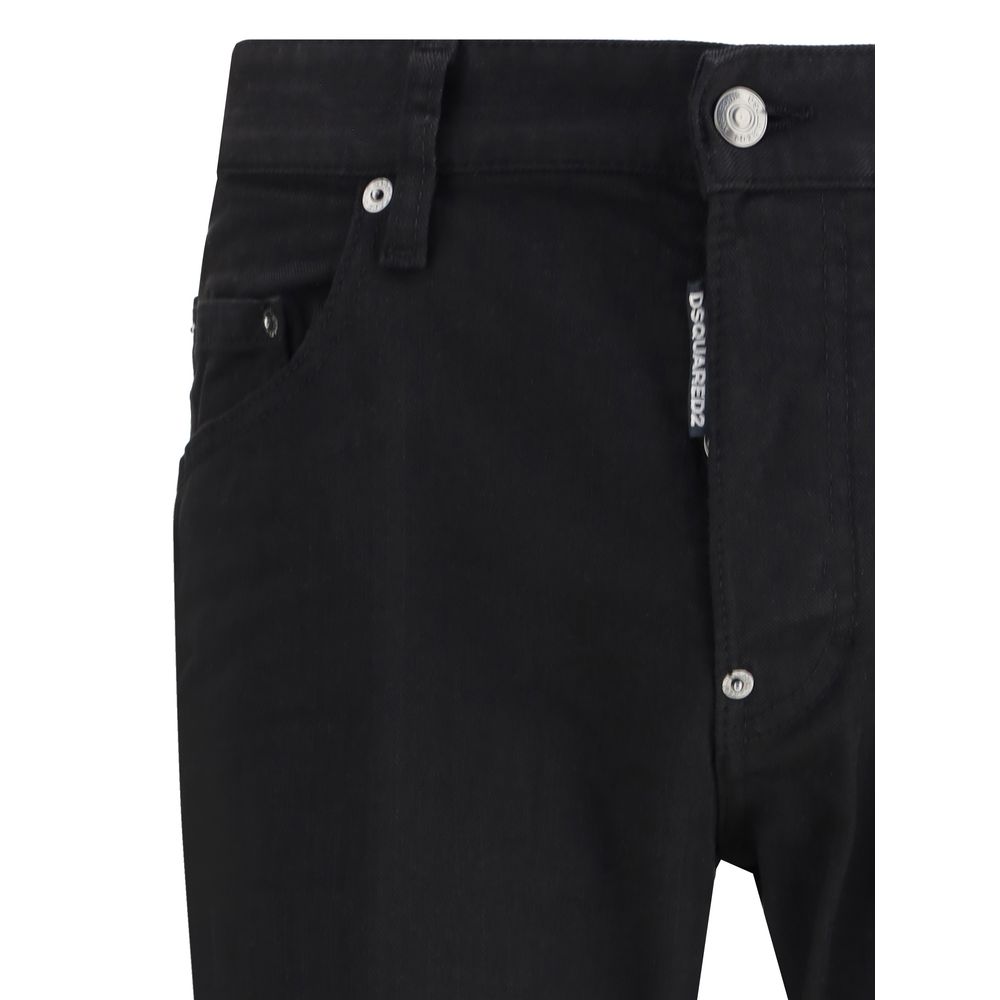 Dsquared² Schwarze Baumwolljeans mit geradem Bein