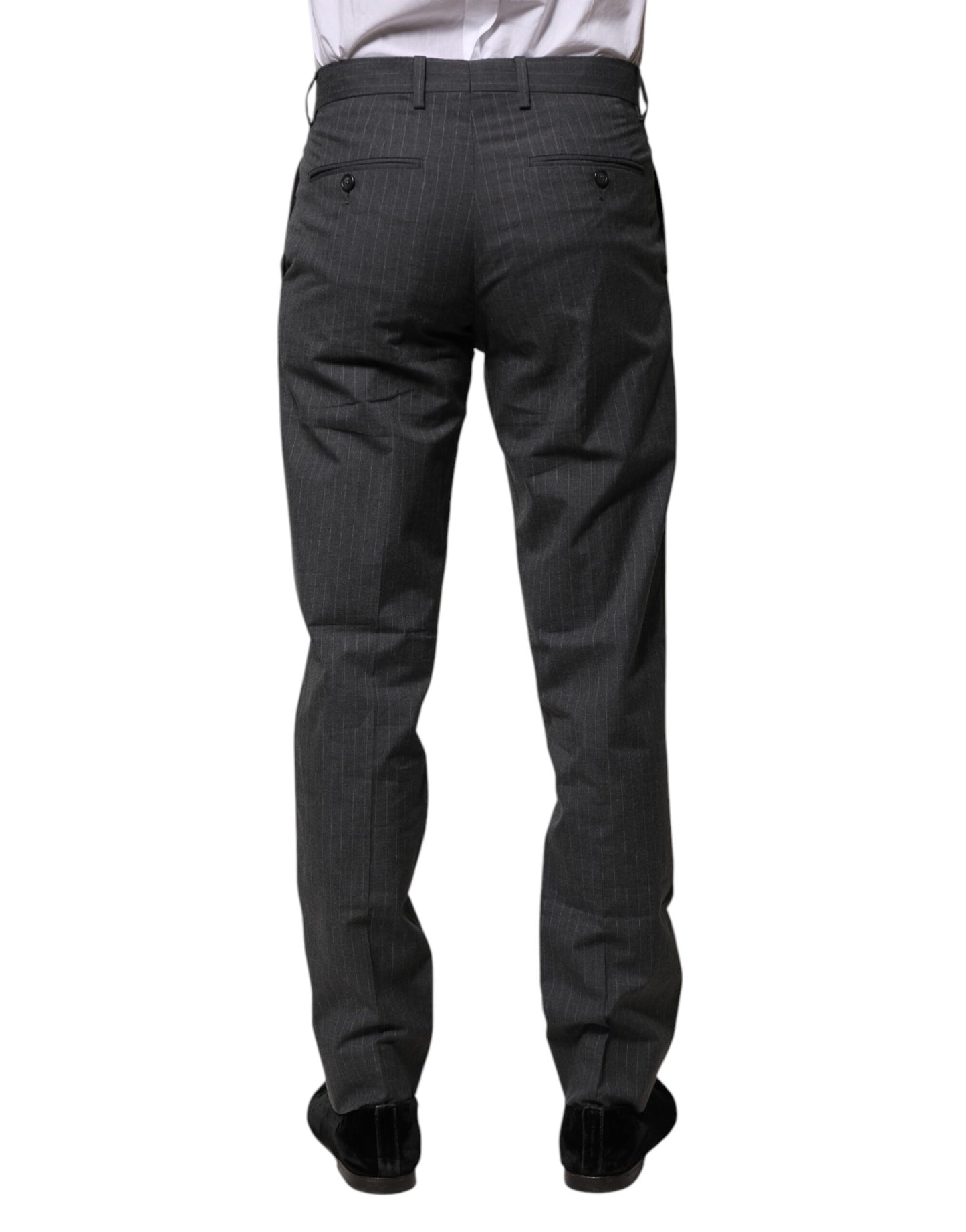 Dolce & Gabbana Gray Striped Cotton Formal Pants