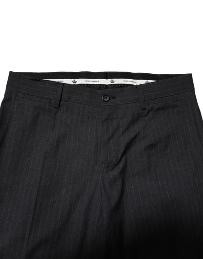Dolce & Gabbana Gray Striped Cotton Formal Pants