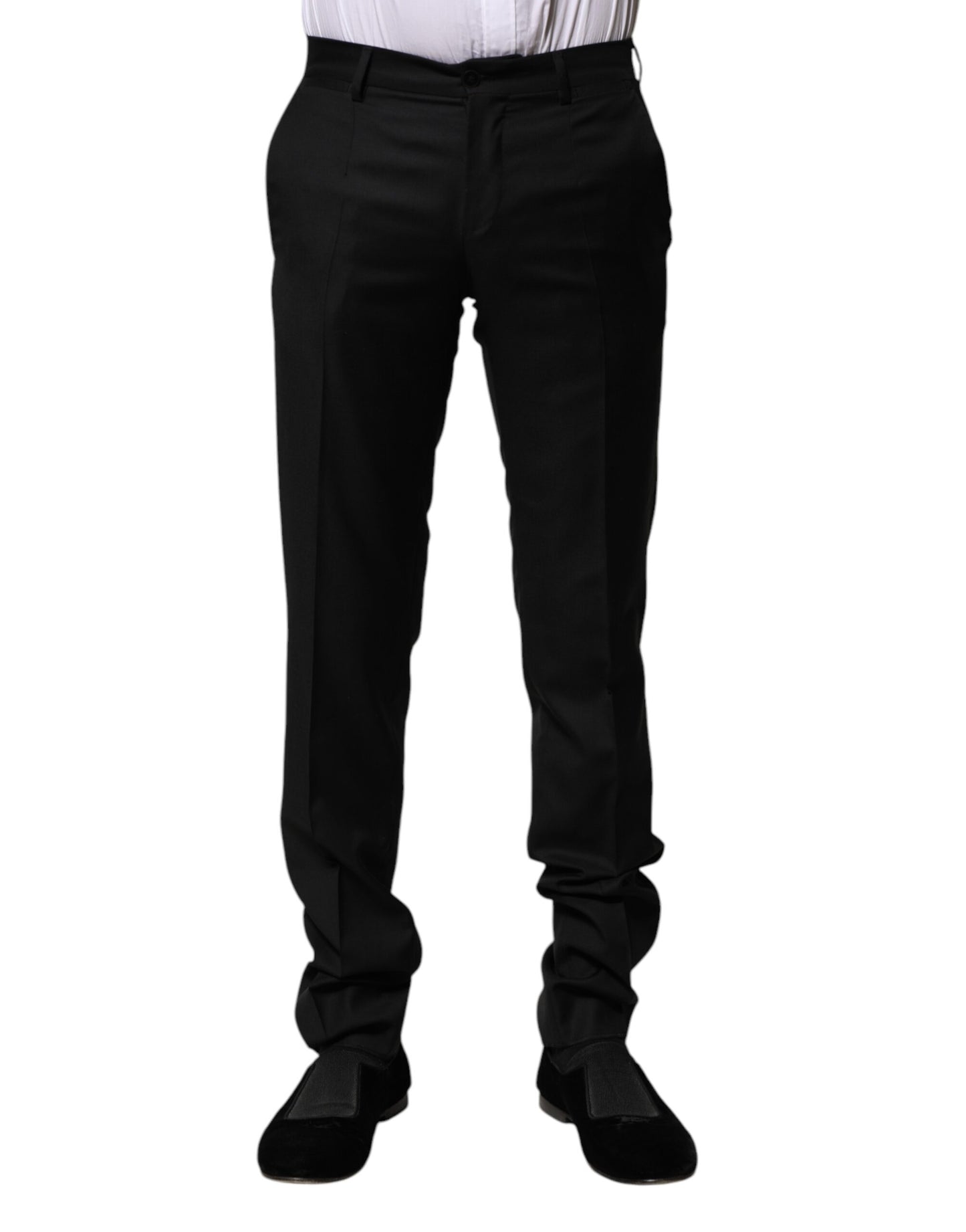 Dolce &amp; Gabbana – Formelle Herren-Slim-Hose aus schwarzer Wolle