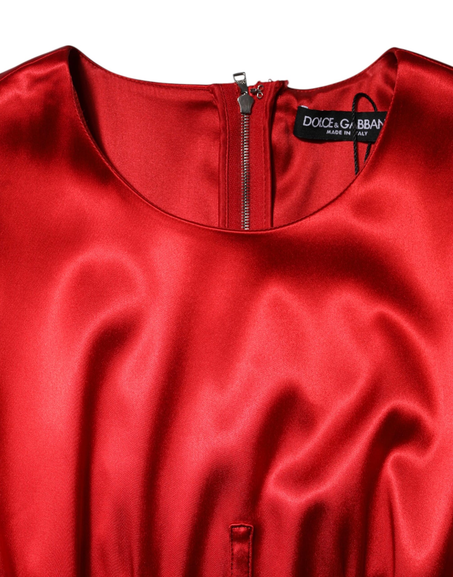 Dolce & Gabbana Red Acetate Sleeveless Sheath Midi Dress