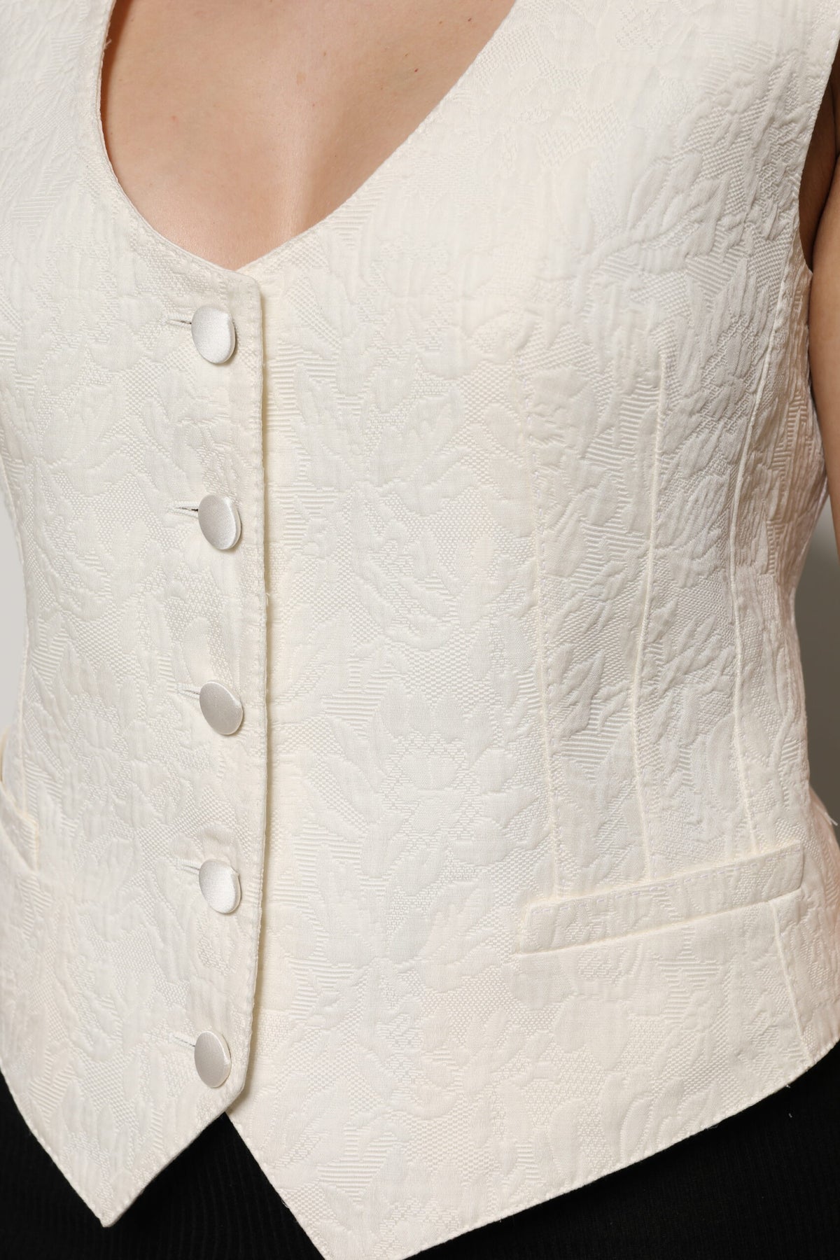 Dolce &amp; Gabbana – Ärmelloses Westentop aus Baumwolle mit Knopfleiste in Elfenbein
