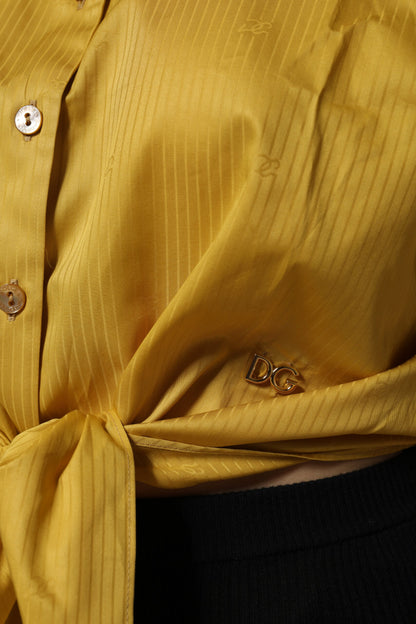 Dolce & Gabbana Mustard Collared Short Sleeves Blouse Top