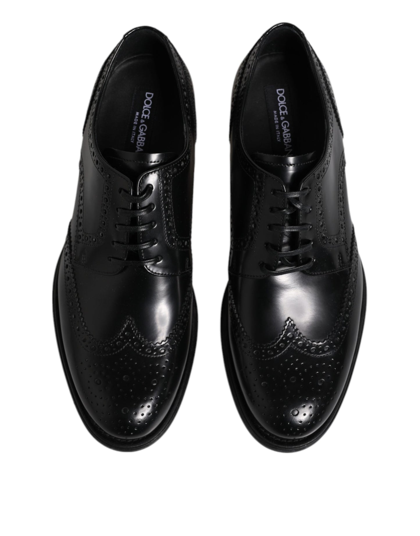 Dolce &amp; Gabbana – Formelle Derby-Schuhe aus schwarzem Leder mit Flügelkappe