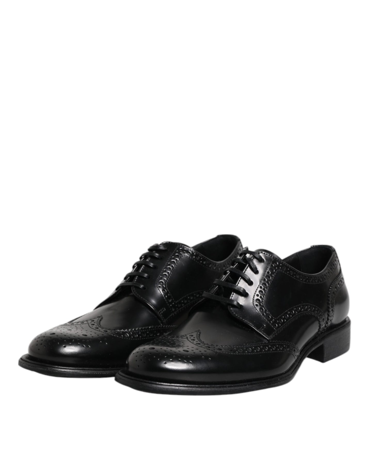 Dolce &amp; Gabbana – Formelle Derby-Schuhe aus schwarzem Leder mit Flügelkappe