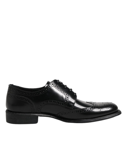 Dolce &amp; Gabbana – Formelle Derby-Schuhe aus schwarzem Leder mit Flügelkappe