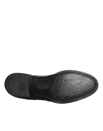 Dolce &amp; Gabbana – Formelle Derby-Schuhe aus schwarzem Leder mit Flügelkappe