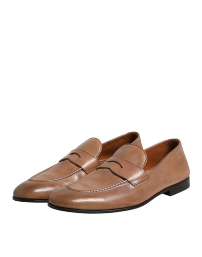 Brunello Cucinelli – Formelle Loafer-Schuhe aus braunem Leder