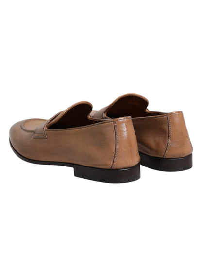 Brunello Cucinelli – Formelle Loafer-Schuhe aus braunem Leder