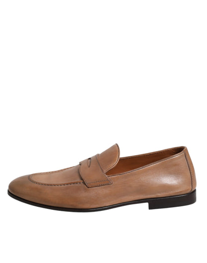 Brunello Cucinelli – Formelle Loafer-Schuhe aus braunem Leder