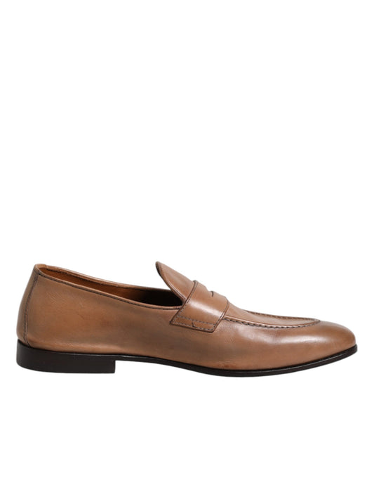 Brunello Cucinelli – Formelle Loafer-Schuhe aus braunem Leder
