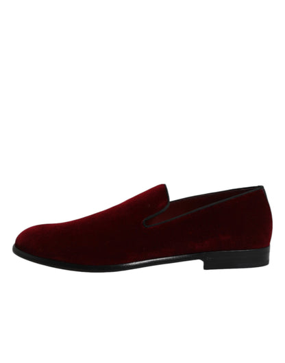 Dolce &amp; Gabbana – Slipper aus rotem Baumwollsamt, formelle Schuhe