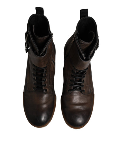 Dolce &amp; Gabbana – Wadenhohe Stiefel aus Pferdeleder in Braun