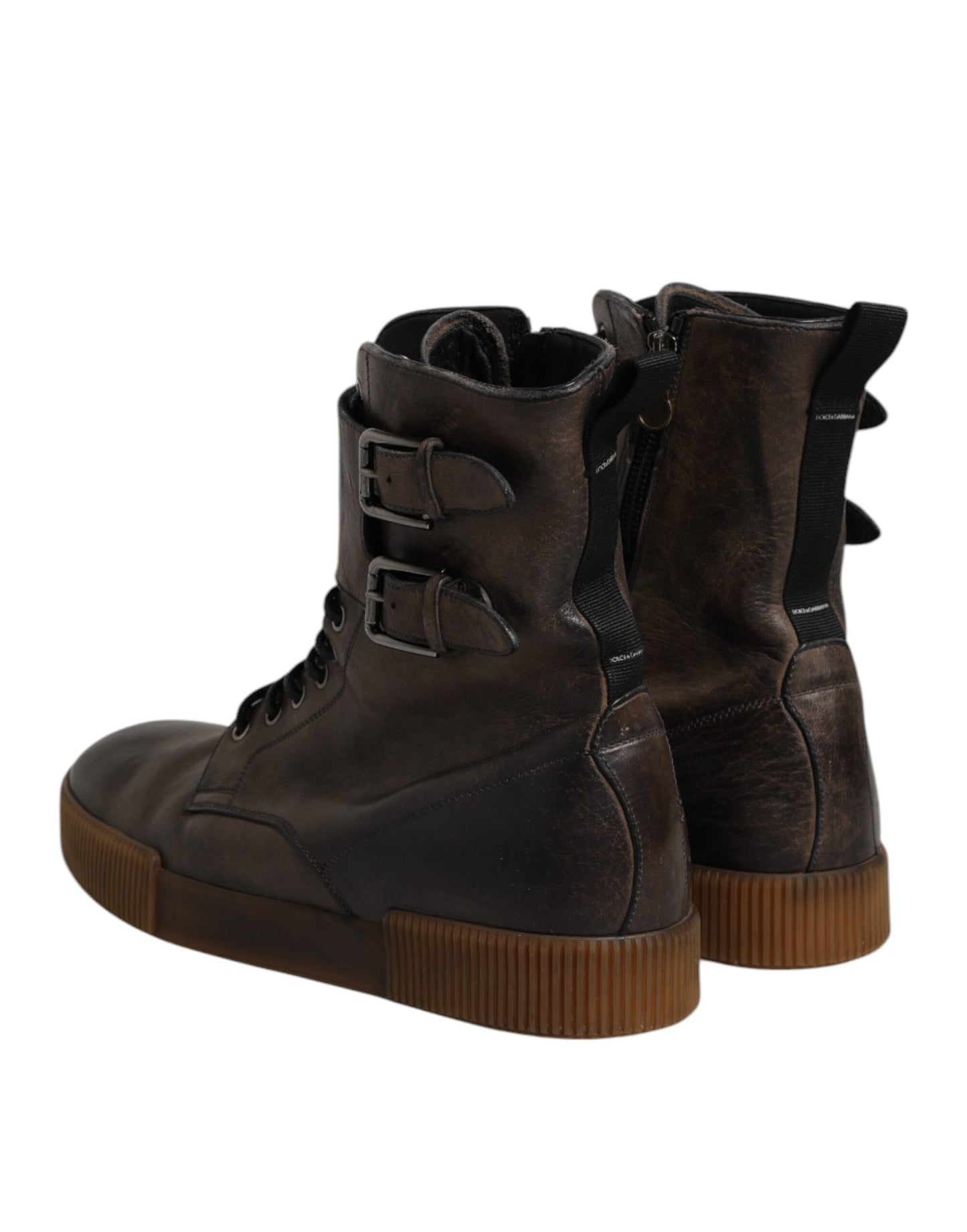 Dolce &amp; Gabbana – Wadenhohe Stiefel aus Pferdeleder in Braun