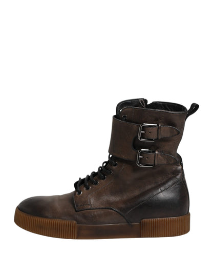 Dolce &amp; Gabbana – Wadenhohe Stiefel aus Pferdeleder in Braun