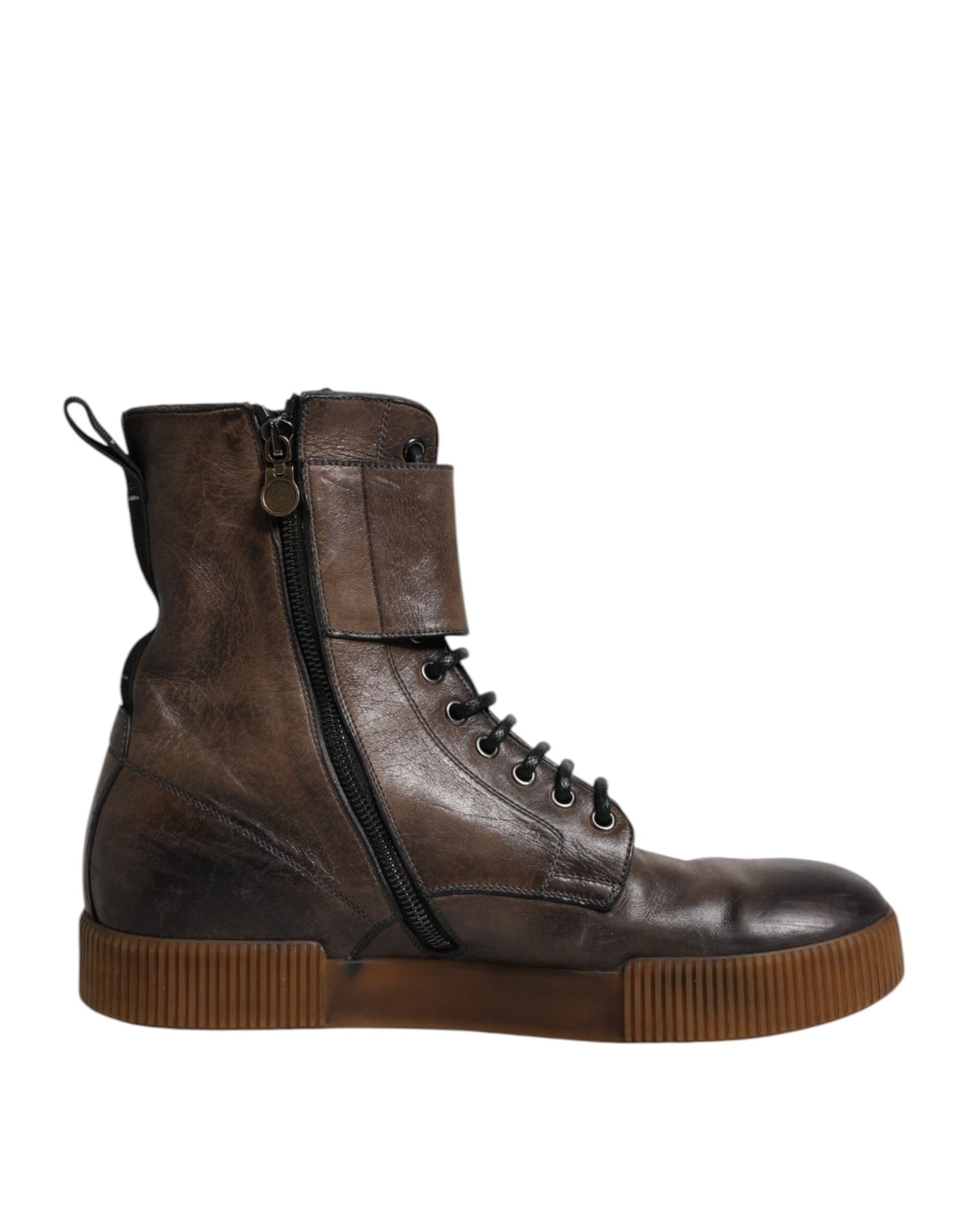 Dolce &amp; Gabbana – Wadenhohe Stiefel aus Pferdeleder in Braun