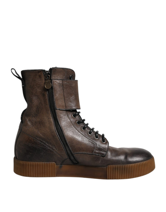 Dolce &amp; Gabbana – Wadenhohe Stiefel aus Pferdeleder in Braun