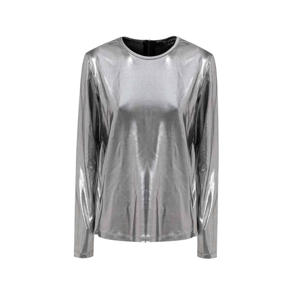 Tom Ford Graues Viskose-Langarmshirt