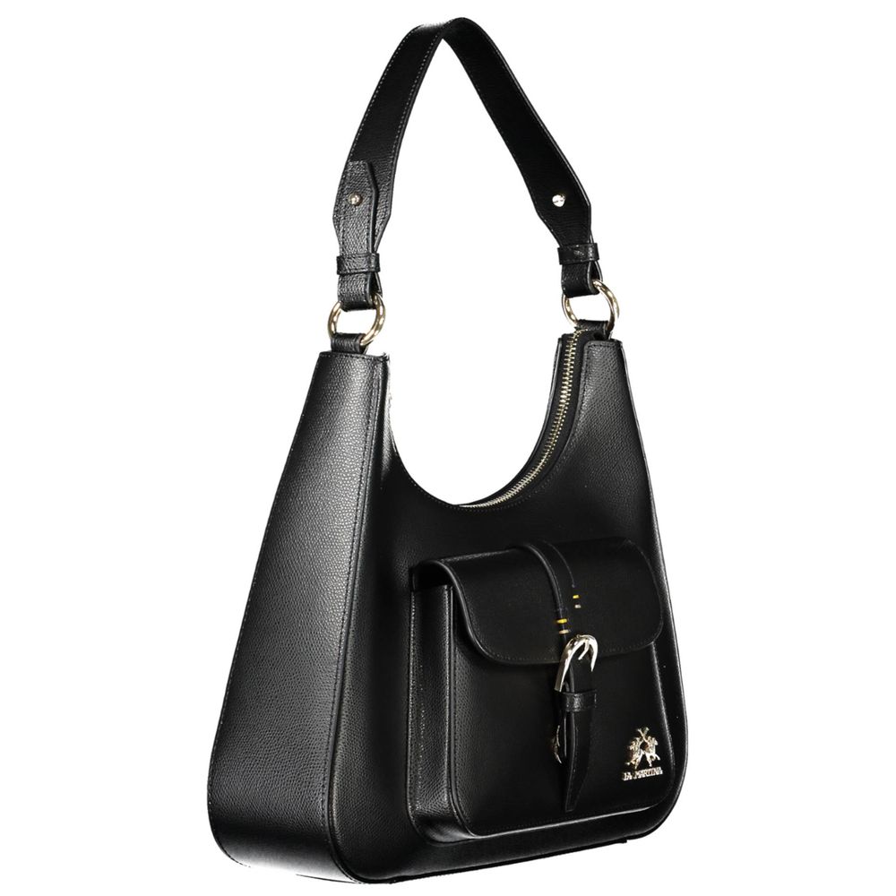 La Martina Schwarze Leder Damen Handtasche