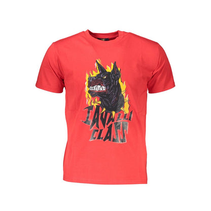 Cavalli Class Rotes Herren-T-Shirt aus Baumwolle