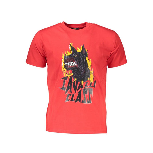 Cavalli Class Rotes Herren-T-Shirt aus Baumwolle