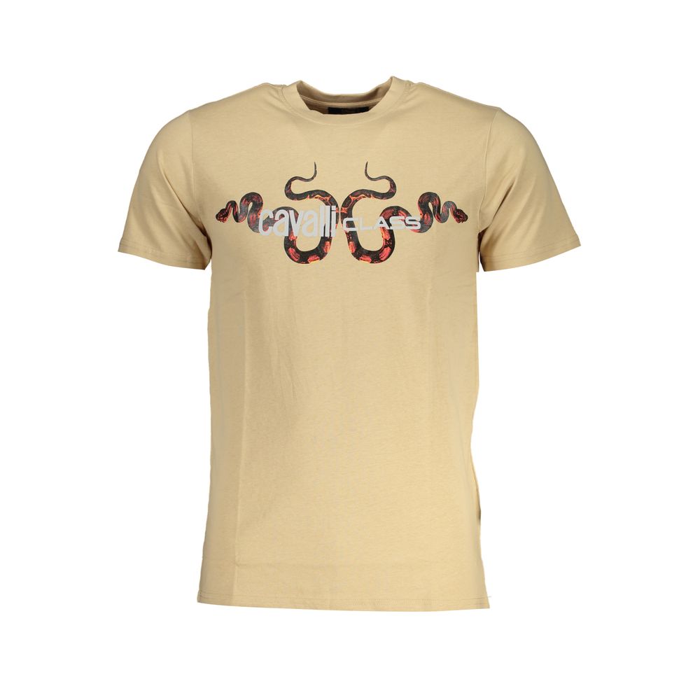 Cavalli Class – Beiges Baumwoll-T-Shirt